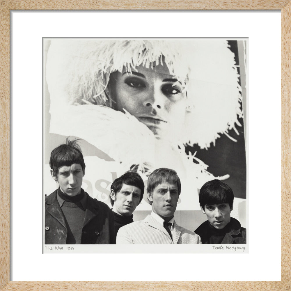 The who (pete townshend; john entwistle; roger daltrey; keith moon) portrait print (art print, small, natural frame)