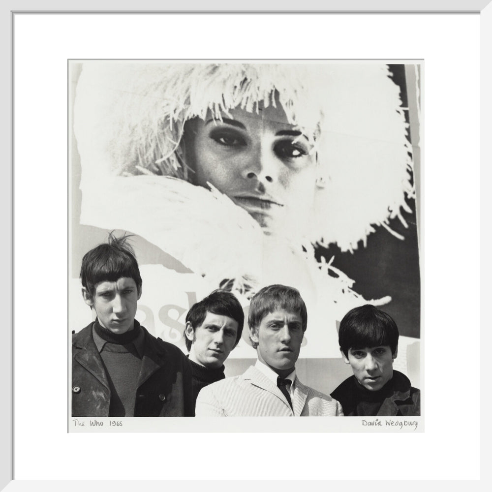 The who (pete townshend; john entwistle; roger daltrey; keith moon) portrait print (art print, medium, white frame)