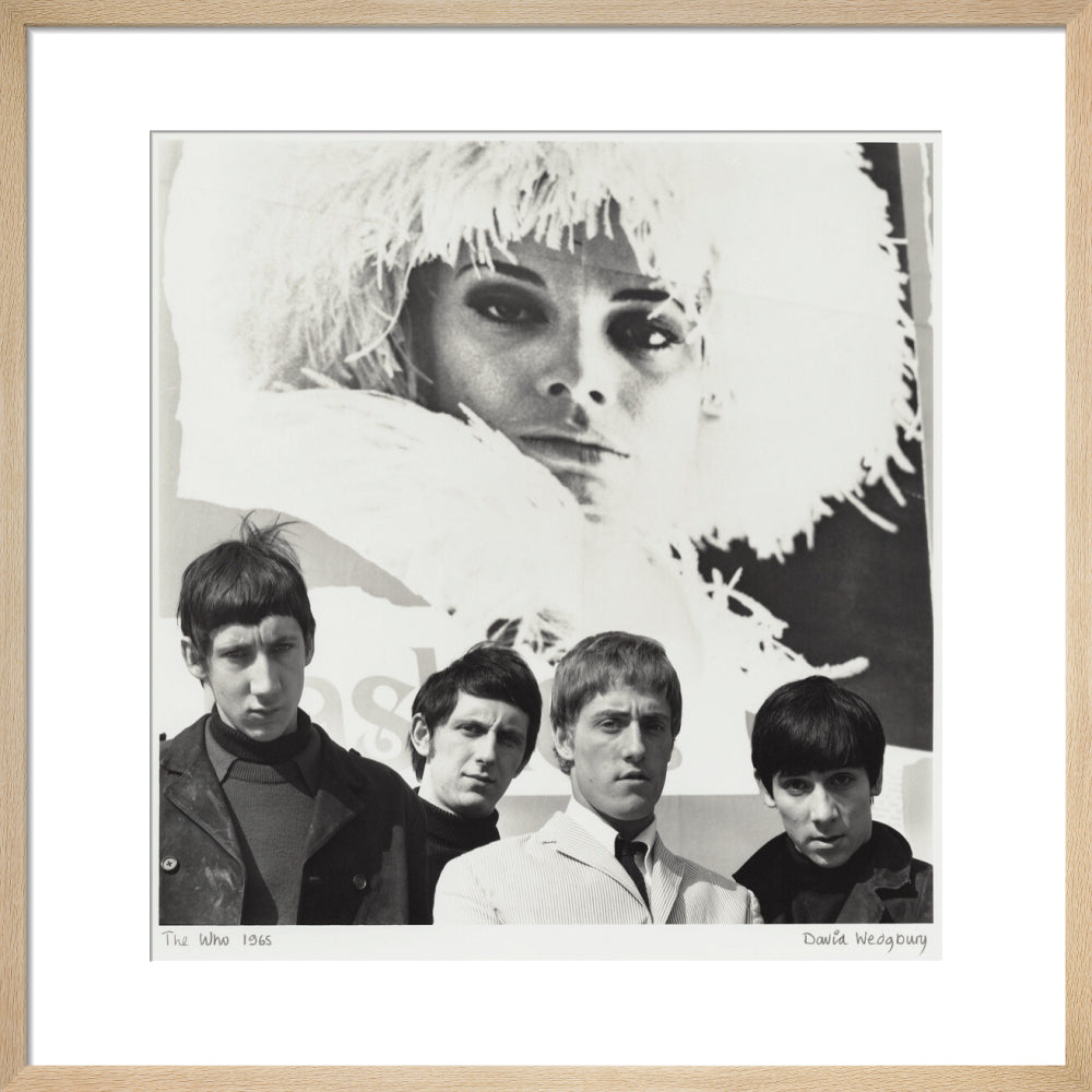 The who (pete townshend; john entwistle; roger daltrey; keith moon) portrait print (art print, medium, natural frame)