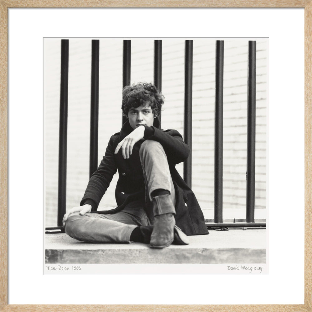 Marc bolan portrait print (art print, medium, natural frame)
