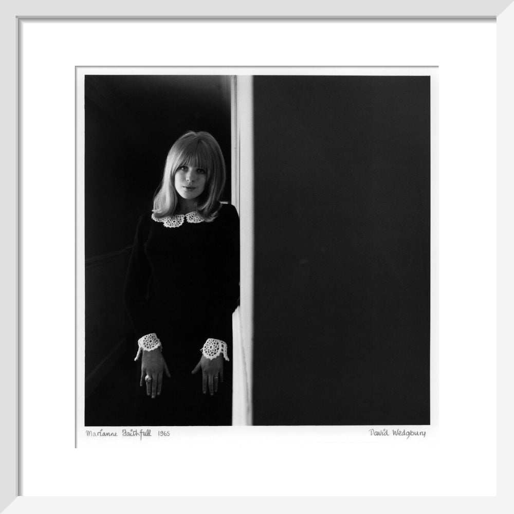 Marianne faithfull portrait print (art print, small, white frame)