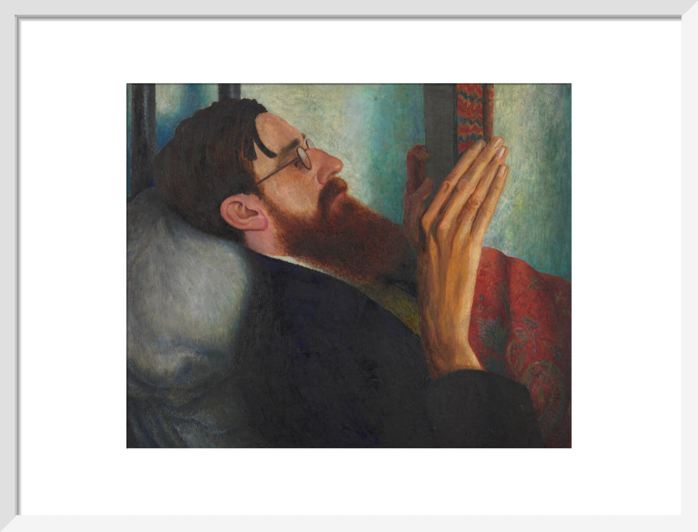 Lytton strachey portrait print (art print, medium, white frame)