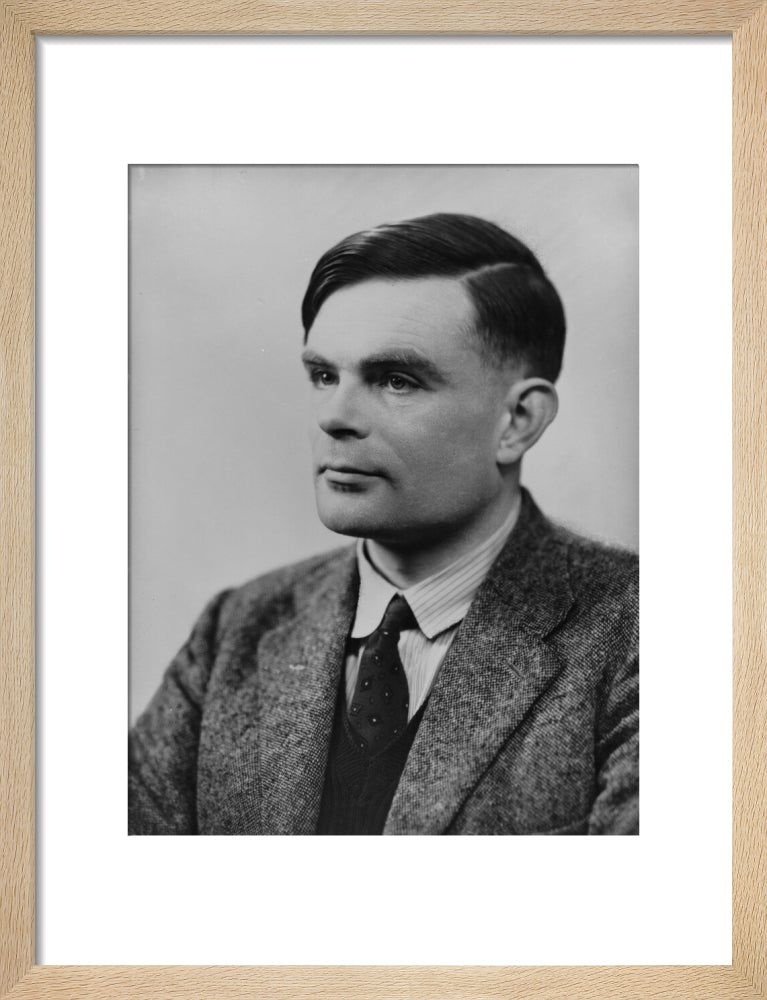 Alan turing portrait print (art print, small, natural frame frame)