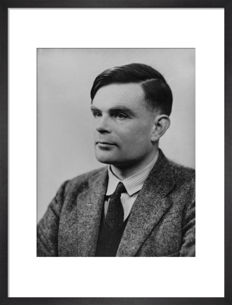 Alan turing portrait print (art print, medium, black frame frame)