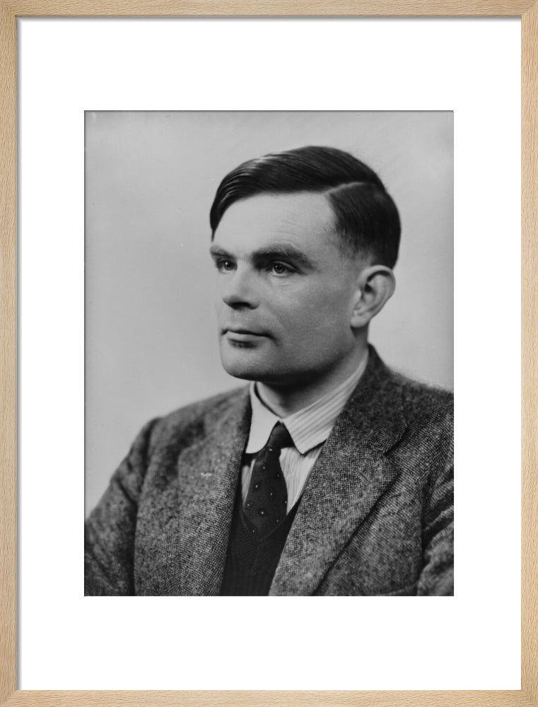 Alan turing portrait print (art print, medium, natural frame frame)