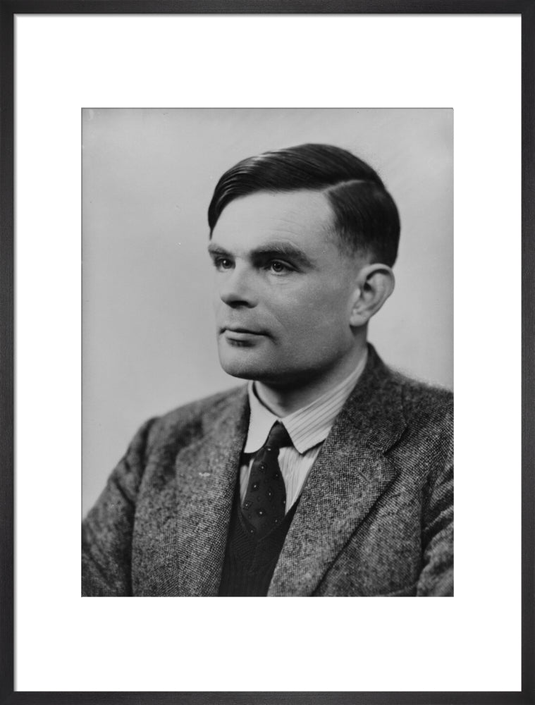 Alan turing portrait print (art print, large, black frame frame)