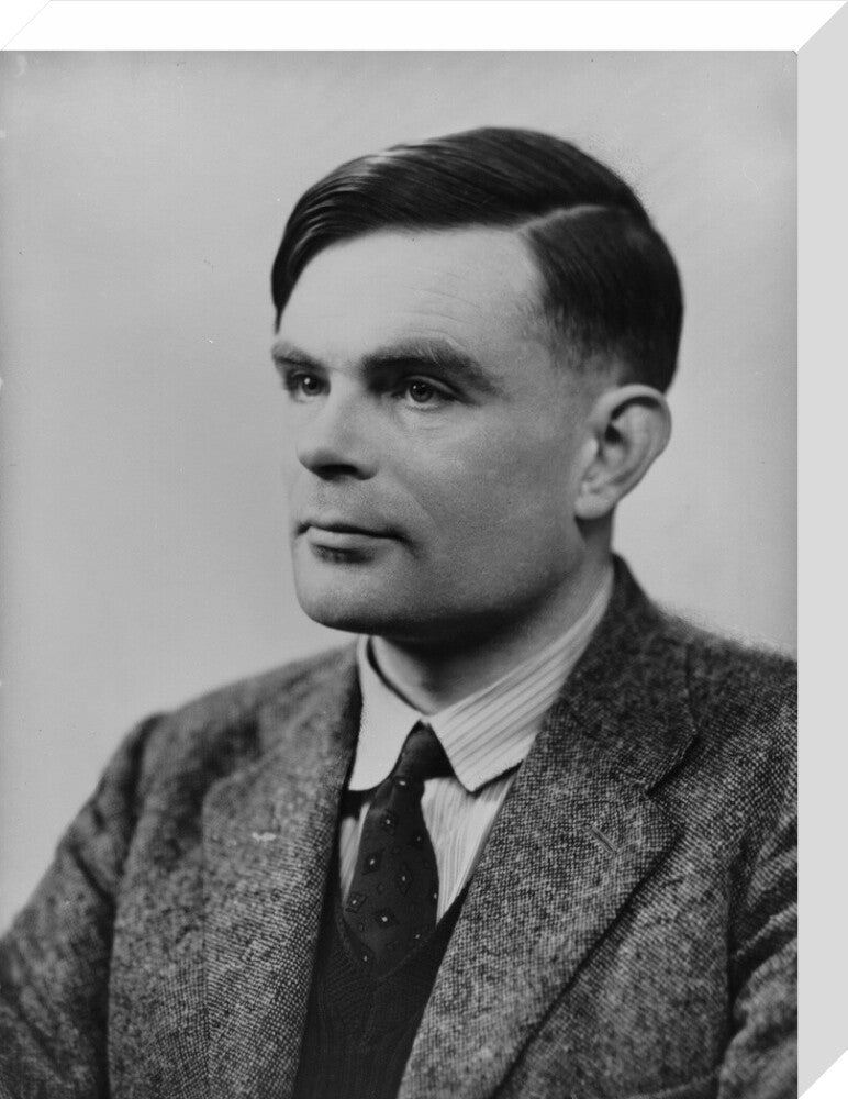 Alan turing portrait print (stretched canvas, medium, no frame frame)