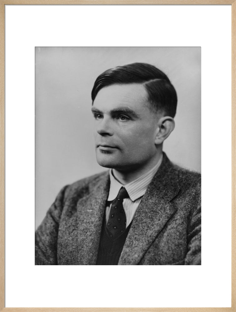 Alan turing portrait print (art print, extra large, natural frame frame)