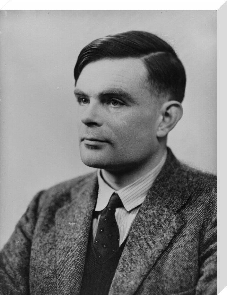 Alan turing portrait print (stretched canvas, large, no frame frame)