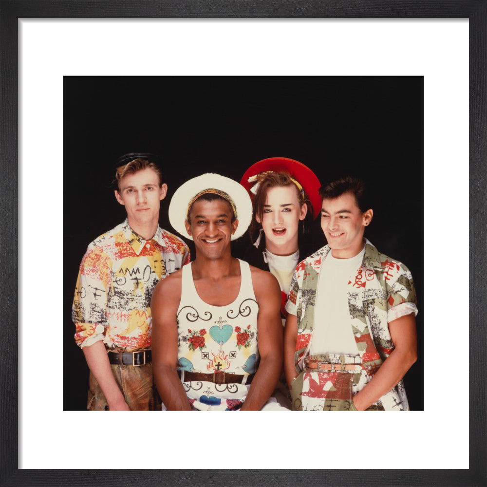 Culture club (roy hay; mikey craig; boy george; jon moss) portrait print (art print, small, black frame frame)