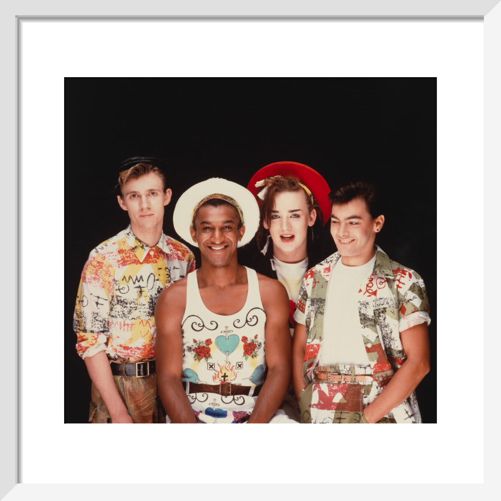 Culture club (roy hay; mikey craig; boy george; jon moss) portrait print (art print, small, white frame frame)
