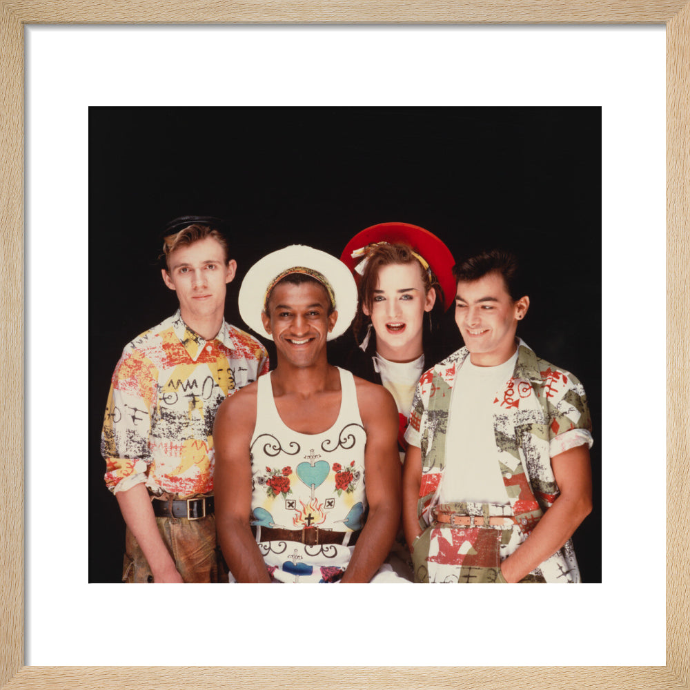 Culture club (roy hay; mikey craig; boy george; jon moss) portrait print (art print, small, natural frame frame)