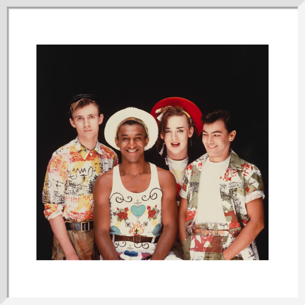 Culture club (roy hay; mikey craig; boy george; jon moss) portrait print (art print, medium, white frame frame)