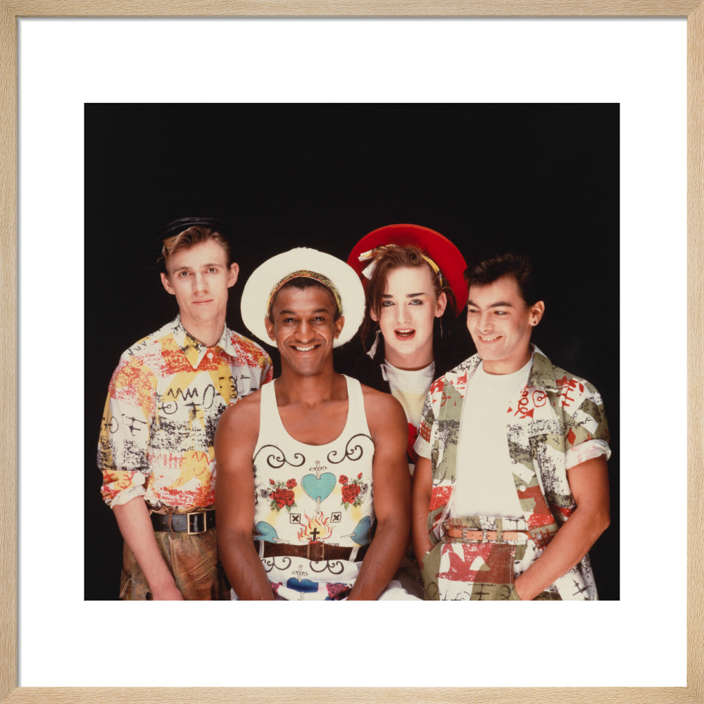 Culture club (roy hay; mikey craig; boy george; jon moss) portrait print (art print, medium, natural frame frame)