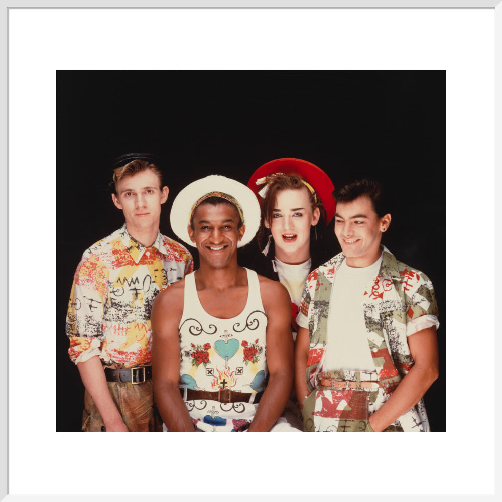 Culture club (roy hay; mikey craig; boy george; jon moss) portrait print (art print, extra large, white frame frame)
