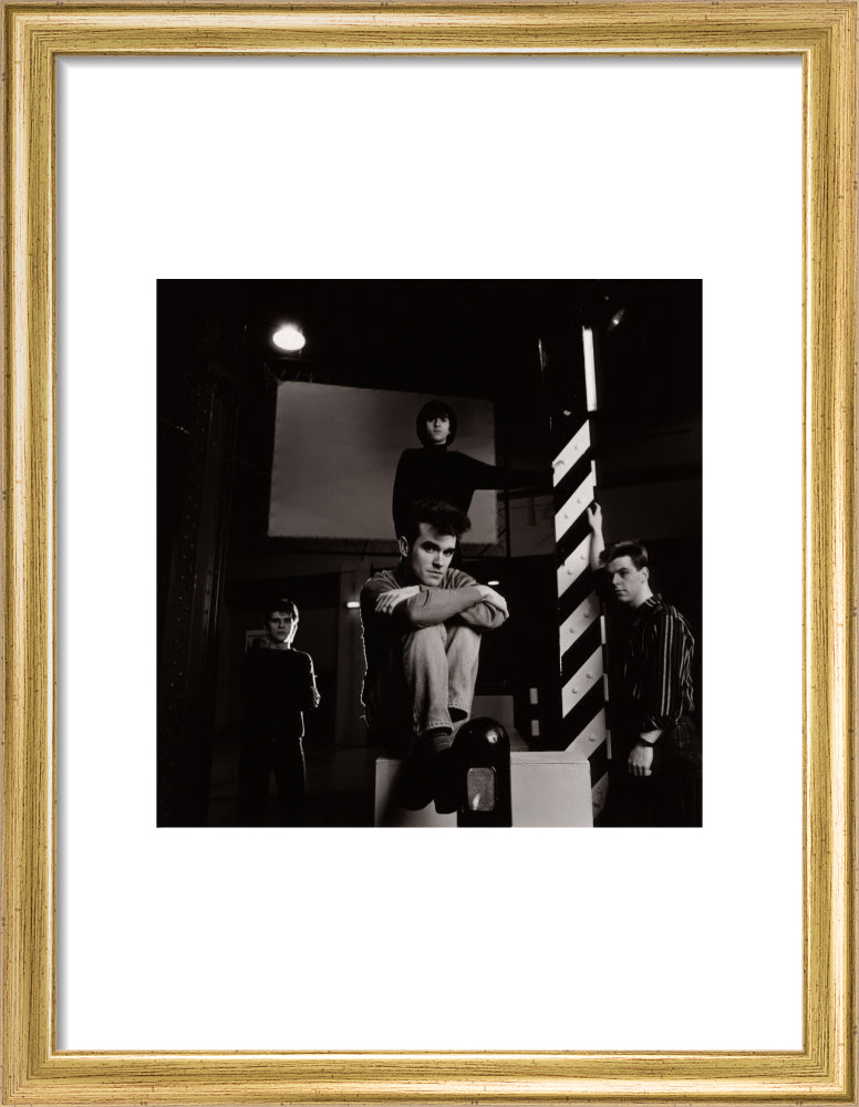 The smiths (mike joyce; morrissey; johnny marr; andy rourke) portrait print (art print, small, gold frame)