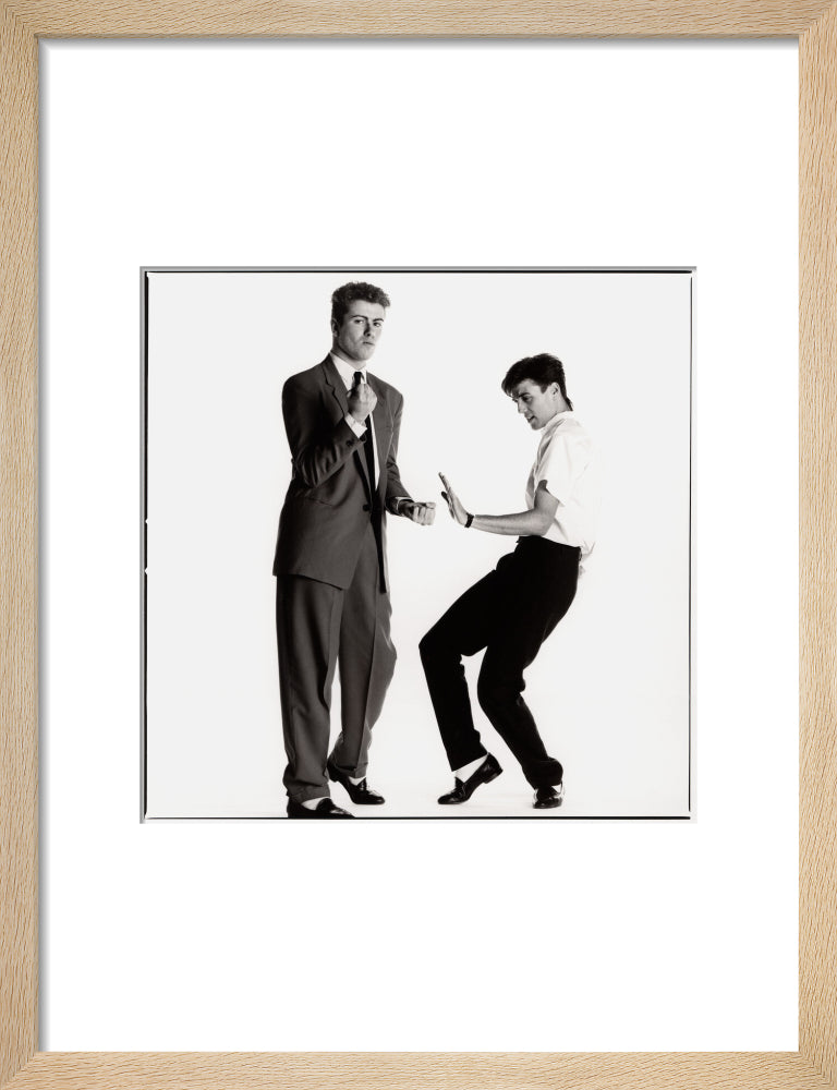 Wham! (george michael; andrew ridgeley) portrait print (art print, small, natural frame)