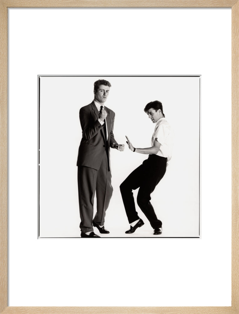 Wham! (george michael; andrew ridgeley) portrait print (art print, medium, natural frame)