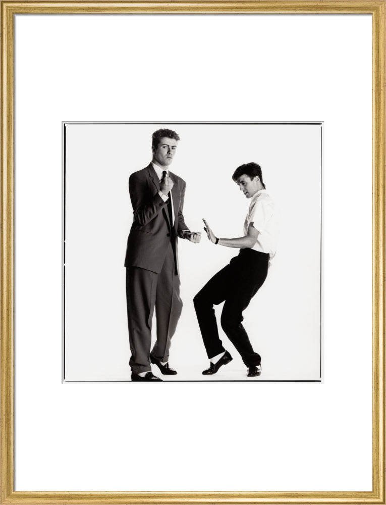 Wham! (george michael; andrew ridgeley) portrait print (art print, large, gold frame)