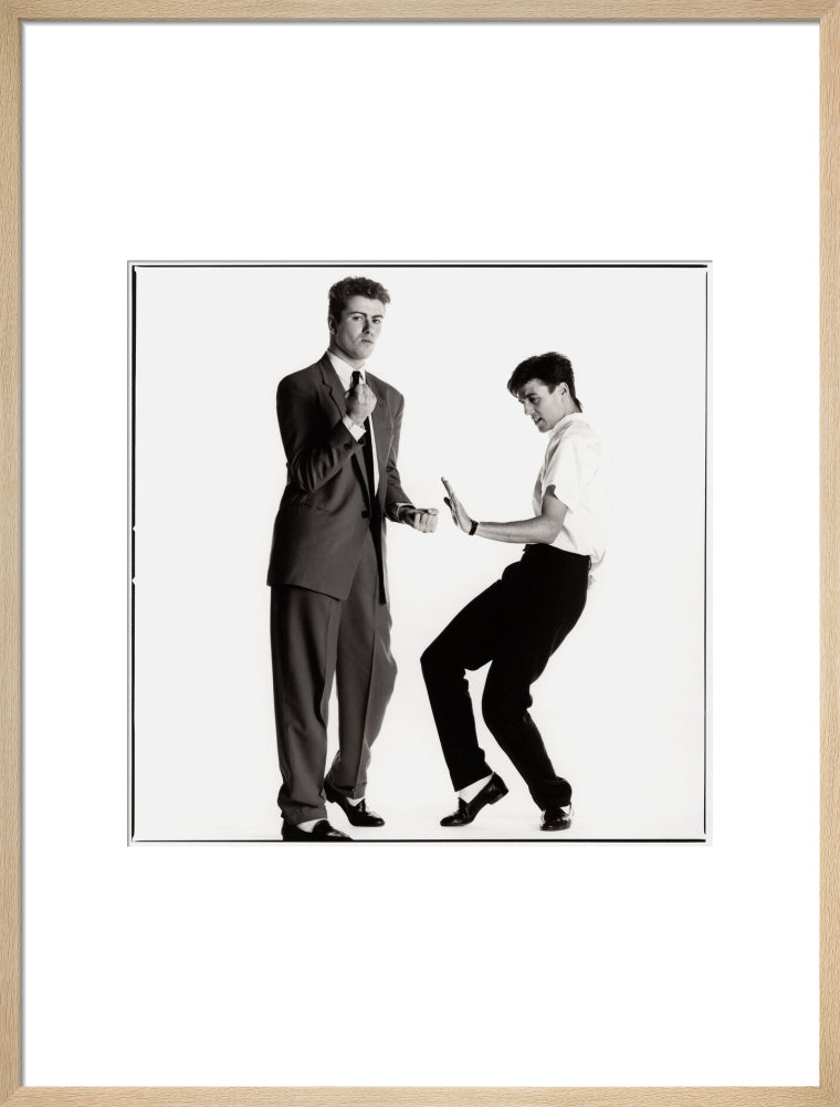Wham! (george michael; andrew ridgeley) portrait print (art print, large, natural frame)