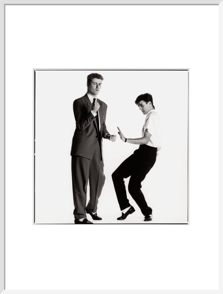Wham! (george michael; andrew ridgeley) portrait print (art print, extra large, white frame)