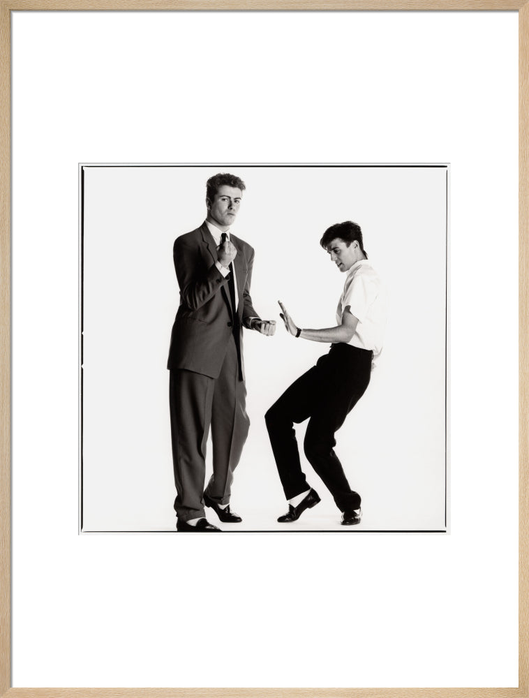 Wham! (george michael; andrew ridgeley) portrait print (art print, extra large, natural frame)
