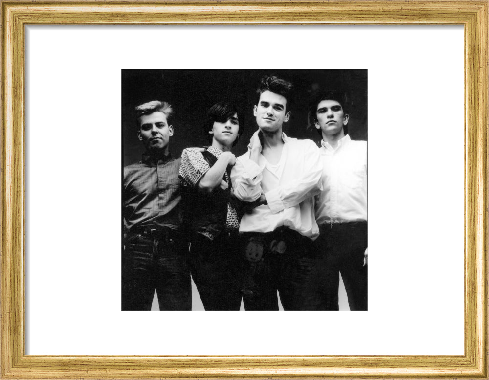 The smiths (andy rourke; johnny marr; morrissey; mike joyce) portrait print (art print, small, gold frame)