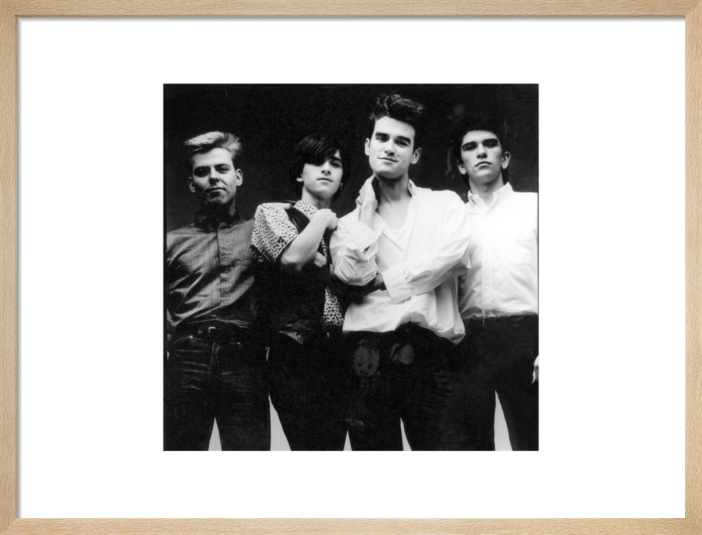 The smiths (andy rourke; johnny marr; morrissey; mike joyce) portrait print (art print, medium, natural frame)