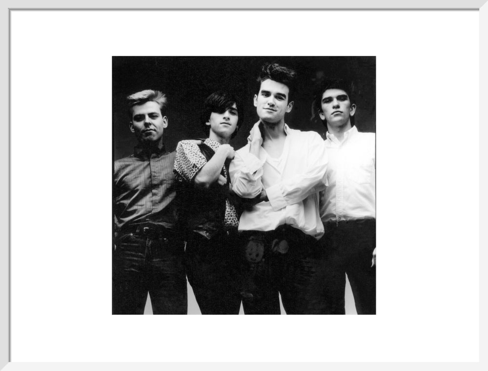 The smiths (andy rourke; johnny marr; morrissey; mike joyce) portrait print (art print, large, white frame)