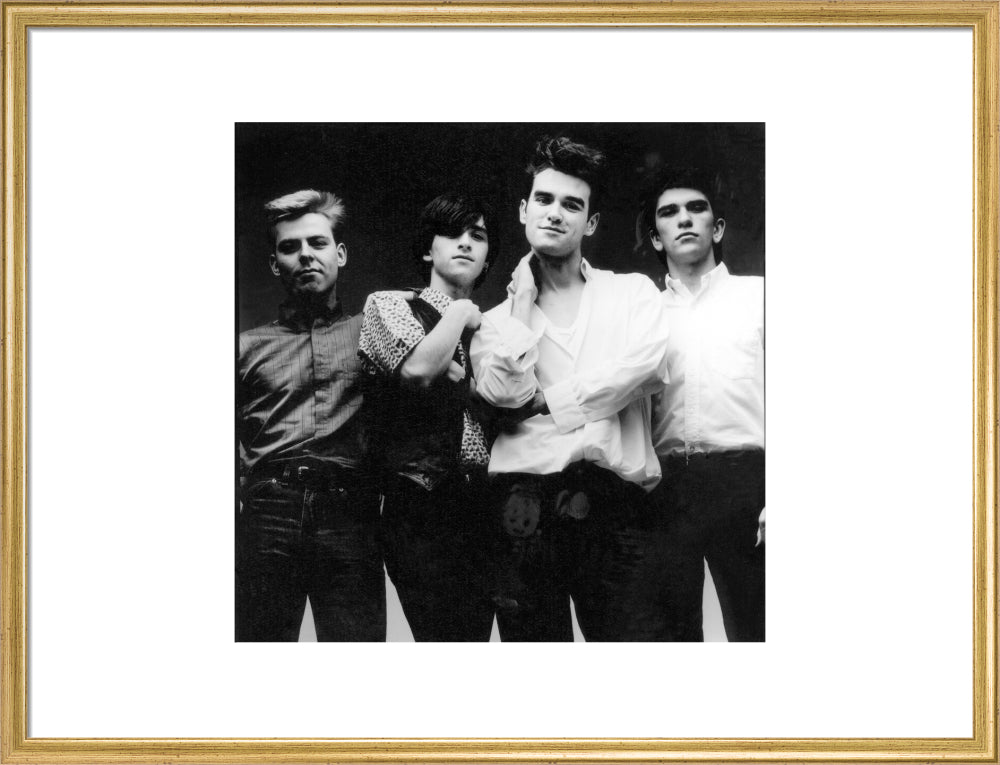 The smiths (andy rourke; johnny marr; morrissey; mike joyce) portrait print (art print, large, gold frame)