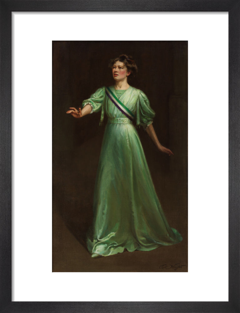 Dame christabel pankhurst portrait print (art print, small, black frame frame)