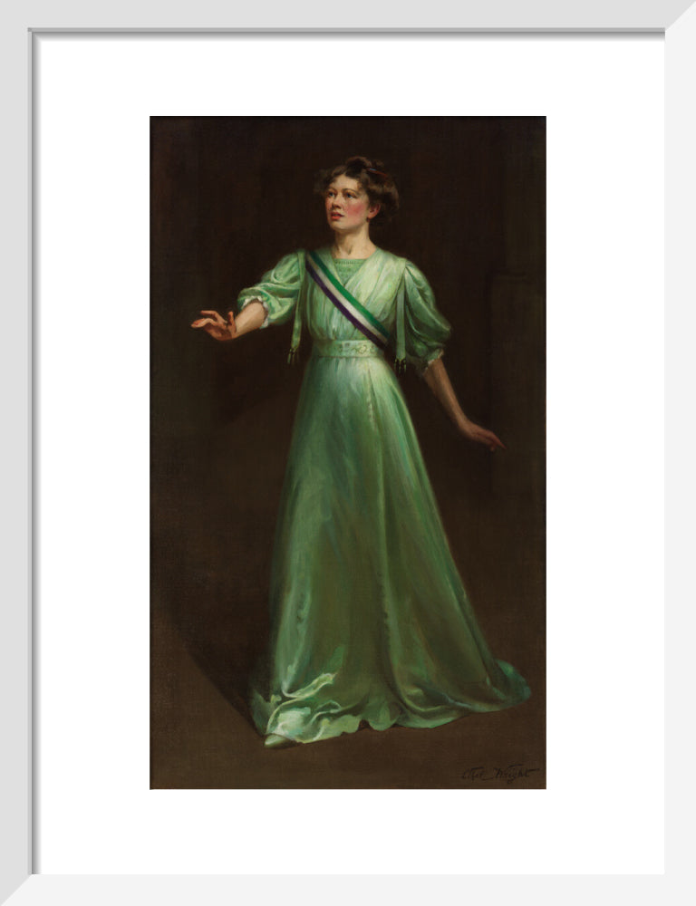 Dame christabel pankhurst portrait print (art print, small, white frame frame)