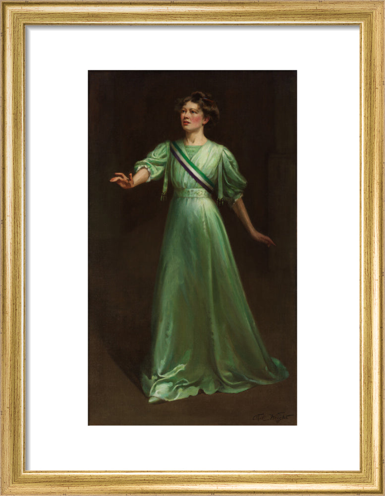 Dame christabel pankhurst portrait print (art print, small, gold frame frame)