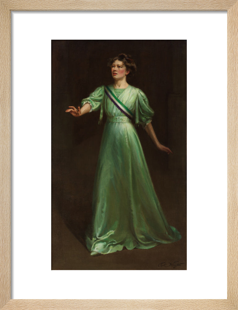 Dame christabel pankhurst portrait print (art print, small, natural frame frame)