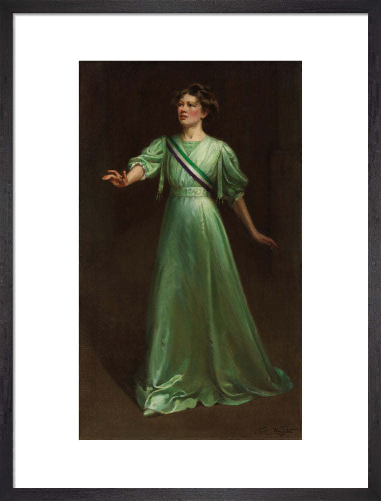 Dame christabel pankhurst portrait print (art print, medium, black frame frame)