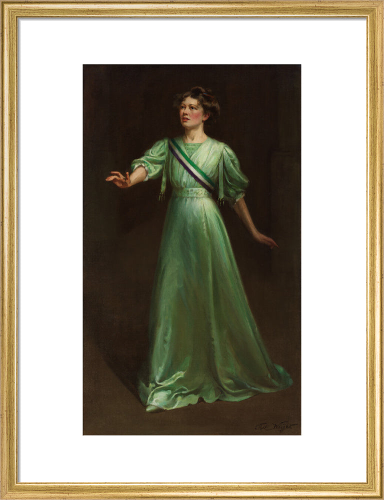 Dame christabel pankhurst portrait print (art print, medium, gold frame frame)