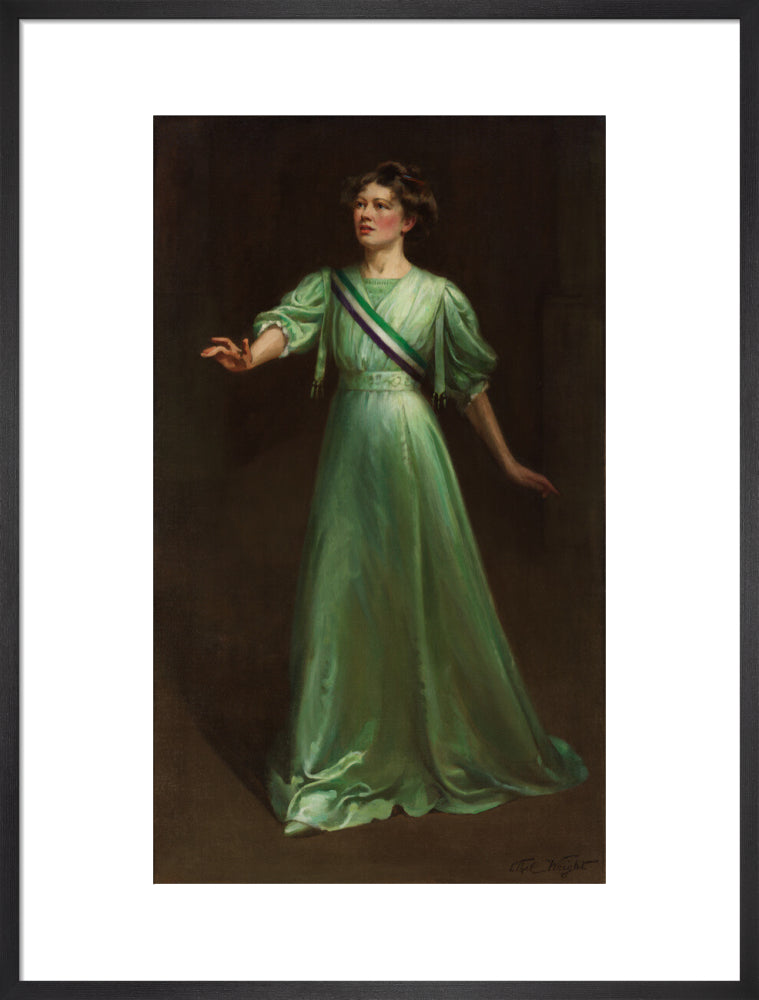 Dame christabel pankhurst portrait print (art print, large, black frame frame)