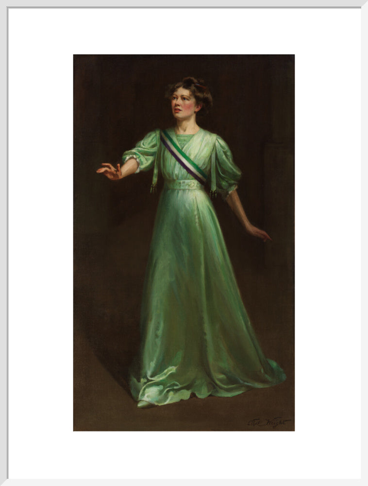 Dame christabel pankhurst portrait print (art print, extra large, white frame frame)