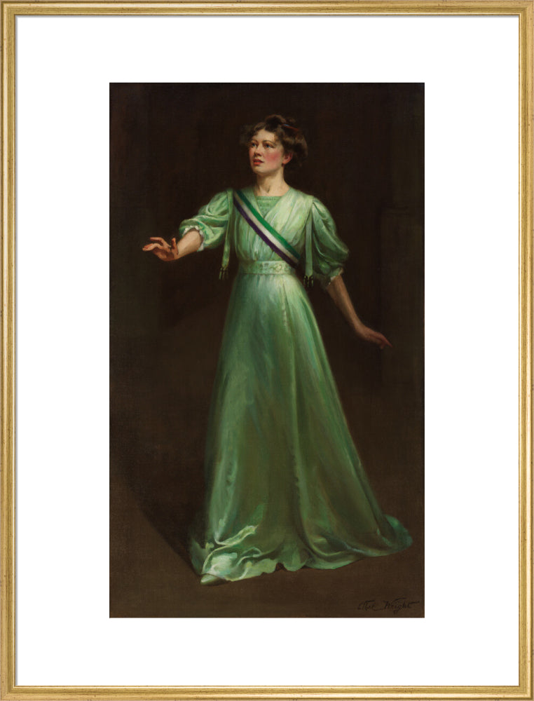 Dame christabel pankhurst portrait print (art print, extra large, gold frame frame)