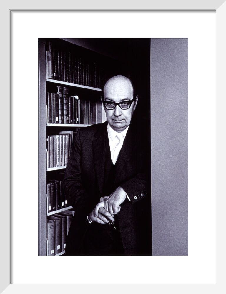 Philip larkin portrait print (art print, small, white frame)