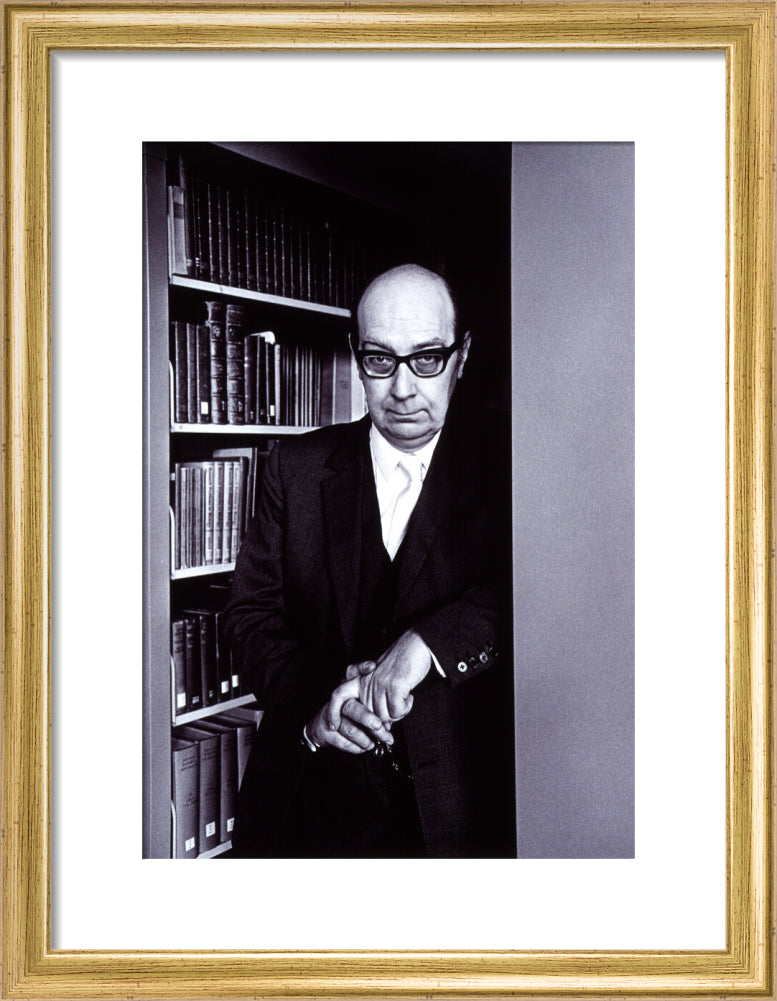 Philip larkin portrait print (art print, small, gold frame)