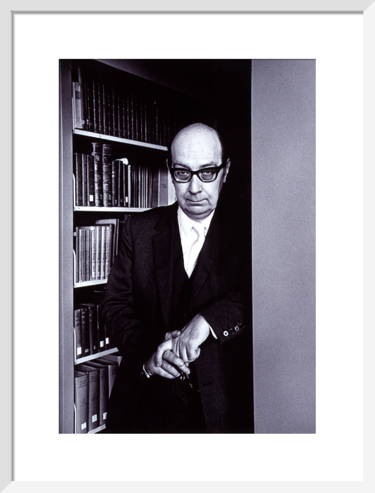 Philip larkin portrait print (art print, medium, white frame)