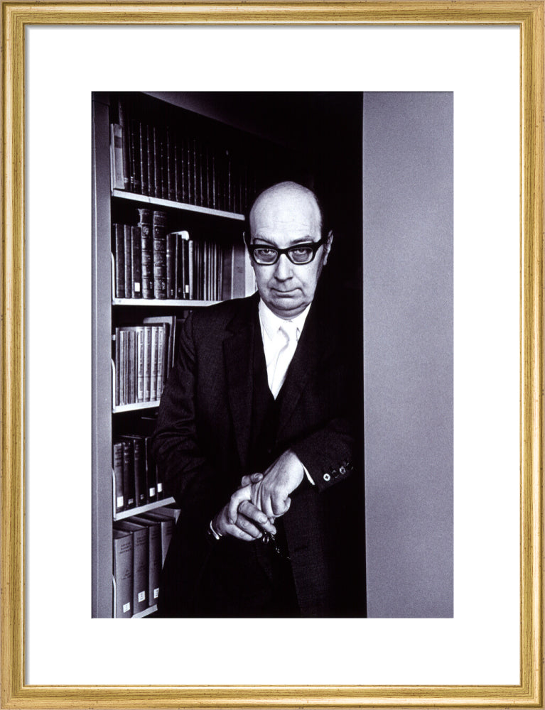 Philip larkin portrait print (art print, medium, gold frame)