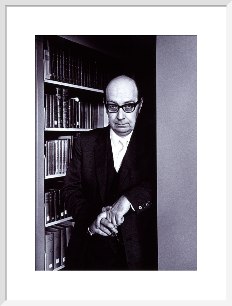 Philip larkin portrait print (art print, large, white frame)