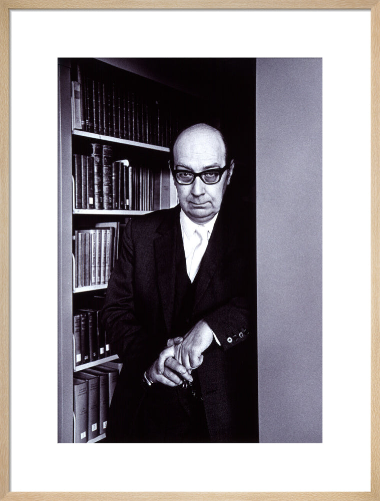 Philip larkin portrait print (art print, large, natural frame)