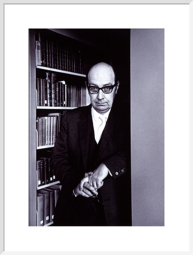 Philip larkin portrait print (art print, extra large, white frame)