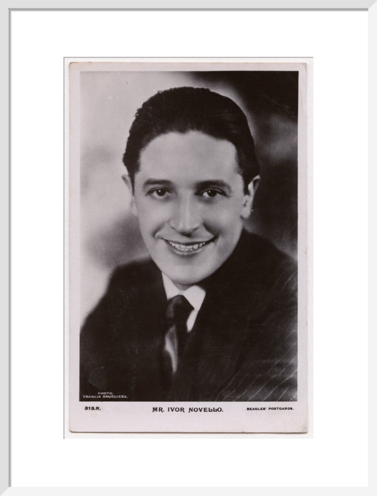 Ivor novello portrait print (art print, large, white frame)