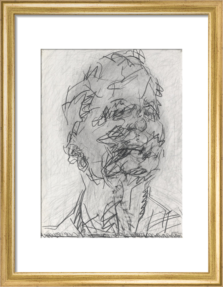 Frank auerbach portrait print (art print, small, gold frame)