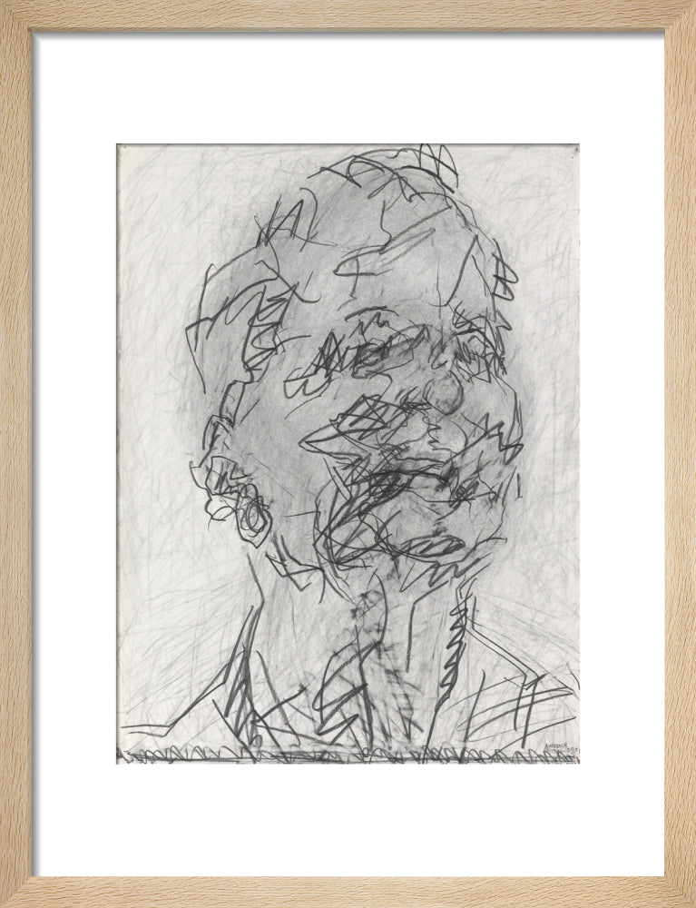 Frank auerbach portrait print (art print, small, natural frame)