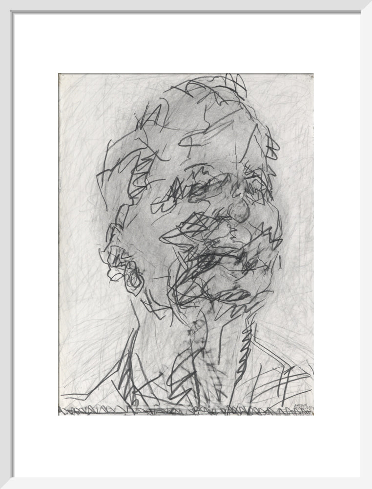 Frank auerbach portrait print (art print, medium, white frame)